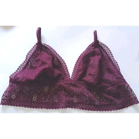 Victoria's Secret Triangle Bralette Size Large Lace Burgundy Wine   Adjustable - Picture 3 of 6